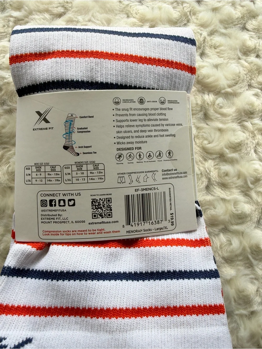 New Set of 5 Pairs of Compression Socks Size Large/XL